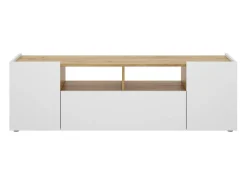 Móvel De Tv|Dmora Móvel de TV Etna, Aparador baixo da sala, Aparador da sala para televisão, 142x35h44 cm, e Carvalho Nó Branco