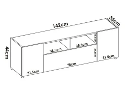 Móvel De Tv|Dmora Móvel de TV Etna, Aparador baixo da sala, Aparador da sala para televisão, 142x35h44 cm, e Carvalho Nó Branco