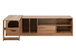 Móvel De Tv*Merax Móvel de TV giratório - 180(+80) x 40 x 51,5 cm - com área para gatos + portas - MDF - natural Natural claro
