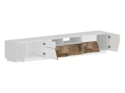 Dmora Móvel de TV Gregorio, Aparador baixo de sala com 4 portas, Base de móvel de televisão, 100% Fabricado na Itália, 260x43h46 cm, brilhante e bordo^ Móvel De Tv