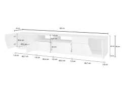 Móvel De Tv|Dmora Móvel de TV Gregorio, Aparador baixo de sala com 4 portas, Base de móvel de televisão, 100% Fabricado em Itália, 260x43h46 cm, brilhante Branco