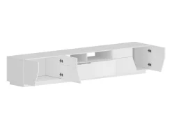 Móvel De Tv|Dmora Móvel de TV Gregorio, Aparador baixo de sala com 4 portas, Base de móvel de televisão, 100% Fabricado em Itália, 260x43h46 cm, brilhante Branco