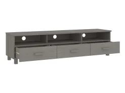 Móvel De Tv| Móvel de TV HAMAR 158x40x40 cm pinho maciço cinza-claro PT611683 Cinzento