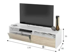 Dmora Móvel de TV Henderson, Móvel de TV, Buffet moderno de sala baixa, Aparador de televisão de sala com 2 portas, 130x40h36 cm, brilhante^ Móvel De Tv
