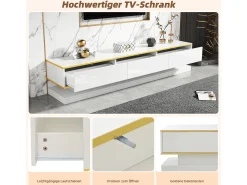 Móvel de TV independente - 200x40x40cm - Móvel baixo com 3 gavetas - Acabamento brilhante - Ideal para sala de estar,^ Móvel De Tv