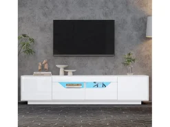 Móvel De Tv|Merax Móvel de TV independente - 180 x 40 x 45 cm - com 2 gavetas + 2 armários + LEDs - aglomerado - Branco
