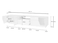Móvel De Tv*Dmora Móvel de TV Jacopo, Aparador baixo da sala, Base de móvel de televisão, 100% Fabricado na Itália, 220x43h46 cm, brilhante Branco