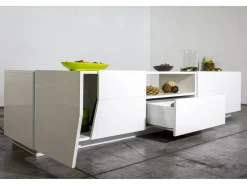 Móvel De Tv*Dmora Móvel de TV Jacopo, Aparador baixo da sala, Base de móvel de televisão, 100% Fabricado na Itália, 220x43h46 cm, brilhante Branco