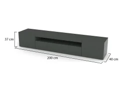 Móvel De Tv|Dmora Móvel de TV Jesse, Aparador baixo de sala com 3 portas, Base de móvel de televisão, 100% Fabricado em Itália, 200x40h37 cm, Antracite brilhante Preto