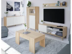 Best VS Venta-stock Móvel de TV Kiko 1 Prateleira 1 Porta, Cor Carvalho/ Branco