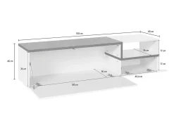 Móvel De Tv|Dmora Móvel de TV Lapo, Aparador baixo de sala com 2 portas, Base de móvel de televisão, 100% Fabricado em Itália, 160x40h46 cm, brilhante e ardósia Branco