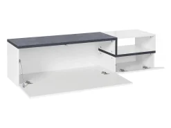 Móvel De Tv|Dmora Móvel de TV Lapo, Aparador baixo de sala com 2 portas, Base de móvel de televisão, 100% Fabricado em Itália, 160x40h46 cm, brilhante e ardósia Branco