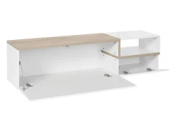 Móvel De Tv*Dmora Móvel de TV Lapo, Aparador baixo de sala com 2 portas, Base de móvel de televisão, 100% Fabricado em Itália, 160x40h46 cm, brilhante e bordo Branco
