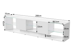 Hot Móvel de TV LED Suspenso Branco 200cm com Design Moderno, Vidro Temperado e Iluminação RGB Bege