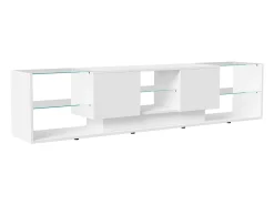 Hot Móvel de TV LED Suspenso Branco 200cm com Design Moderno, Vidro Temperado e Iluminação RGB Bege