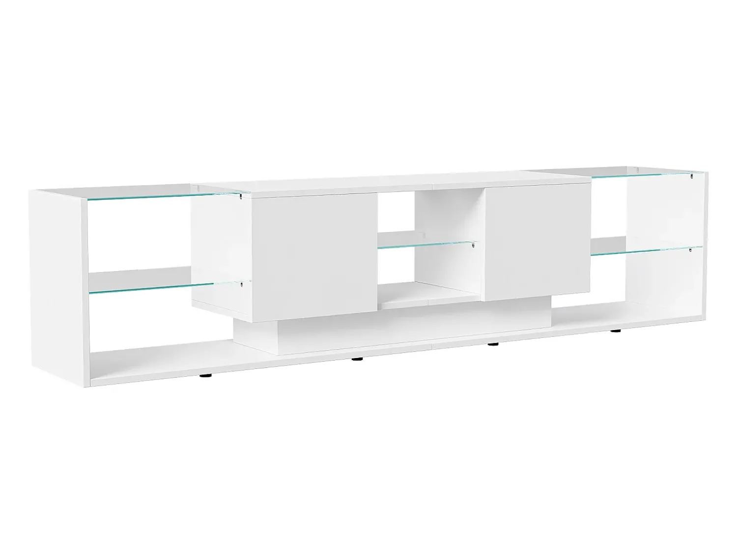 Hot Móvel de TV LED Suspenso Branco 200cm com Design Moderno, Vidro Temperado e Iluminação RGB Bege