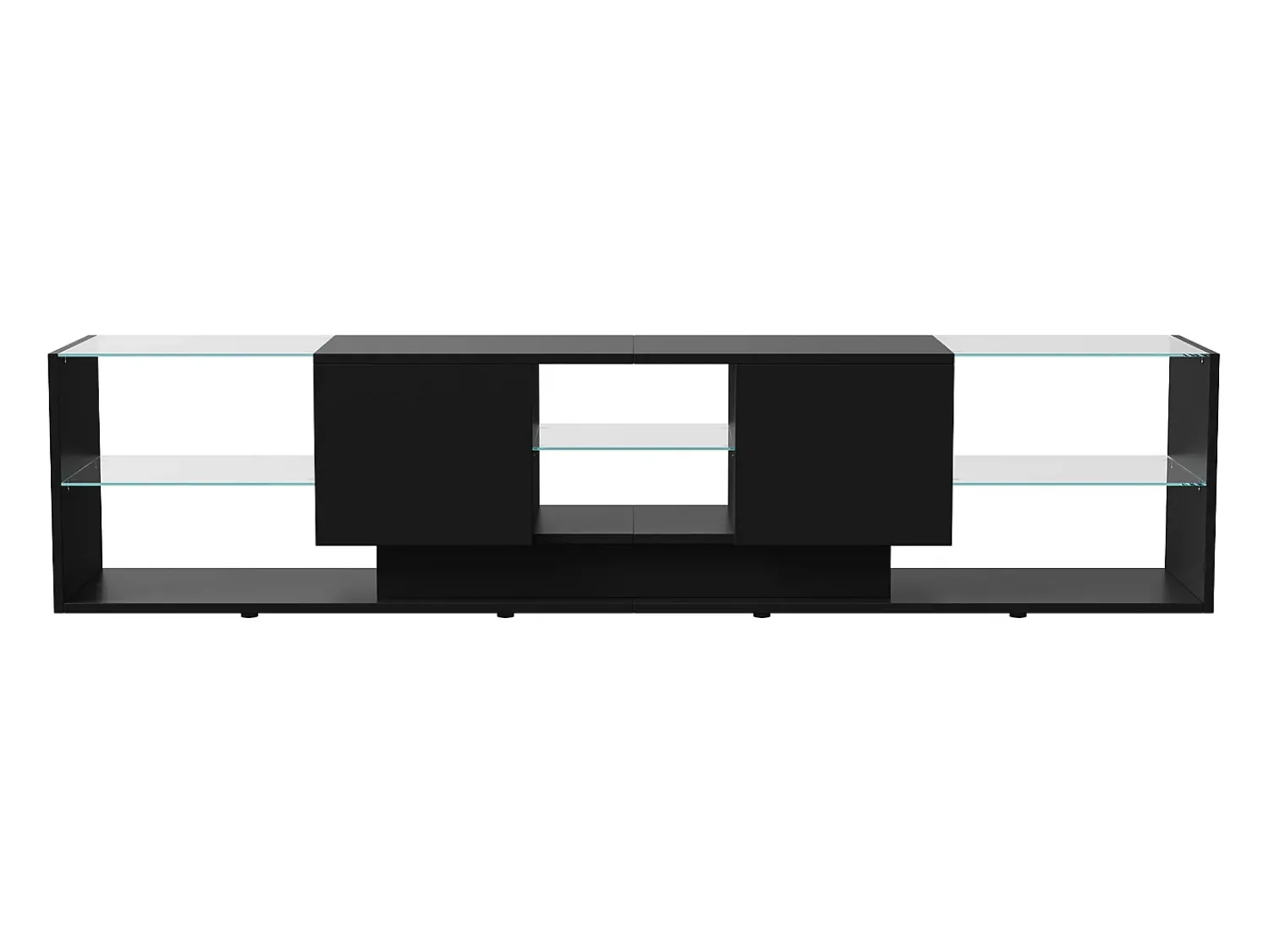 Móvel De Tv* Móvel de TV LED Suspenso Preto 200cm com Design Moderno, Vidro Temperado e Iluminação RGB Bege
