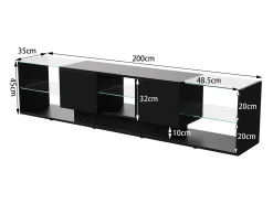 Móvel De Tv* Móvel de TV LED Suspenso Preto 200cm com Design Moderno, Vidro Temperado e Iluminação RGB Bege