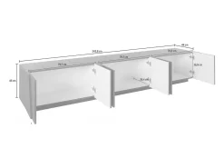 Móvel De Tv|Dmora Móvel de TV Lucas, Aparador baixo da sala, Base de móvel de televisão, 100% Fabricado na Itália, 244x44h46 cm, brilhante Branco