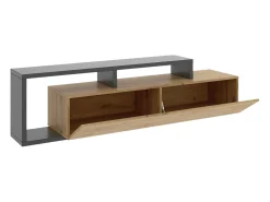 Móvel De Tv|Dmora Móvel de TV Maiella, Aparador baixo da sala, Aparador da sala para televisão, 165x40h47 cm, Carvalho Nodi e Antracite Castanho