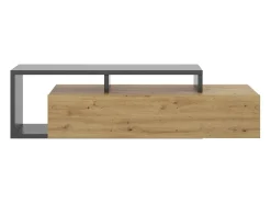 Móvel De Tv|Dmora Móvel de TV Maiella, Aparador baixo da sala, Aparador da sala para televisão, 165x40h47 cm, Carvalho Nodi e Antracite Castanho