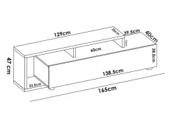 Móvel De Tv|Dmora Móvel de TV Maiella, Aparador baixo da sala, Aparador da sala para televisão, 165x40h47 cm, Carvalho Nodi e Antracite Castanho
