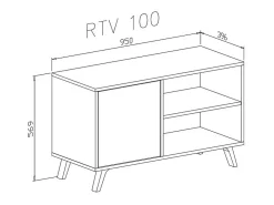 Móvel De Tv|Skraut Home Móvel de TV modelo WIND, cor Carvalho e Cinzento antracite, 95x40x57cm Natural claro