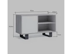Móvel De Tv|Skraut Home Móvel de TV modelo WIND, cor Carvalho e Branco, 95x40x57cm Natural claro