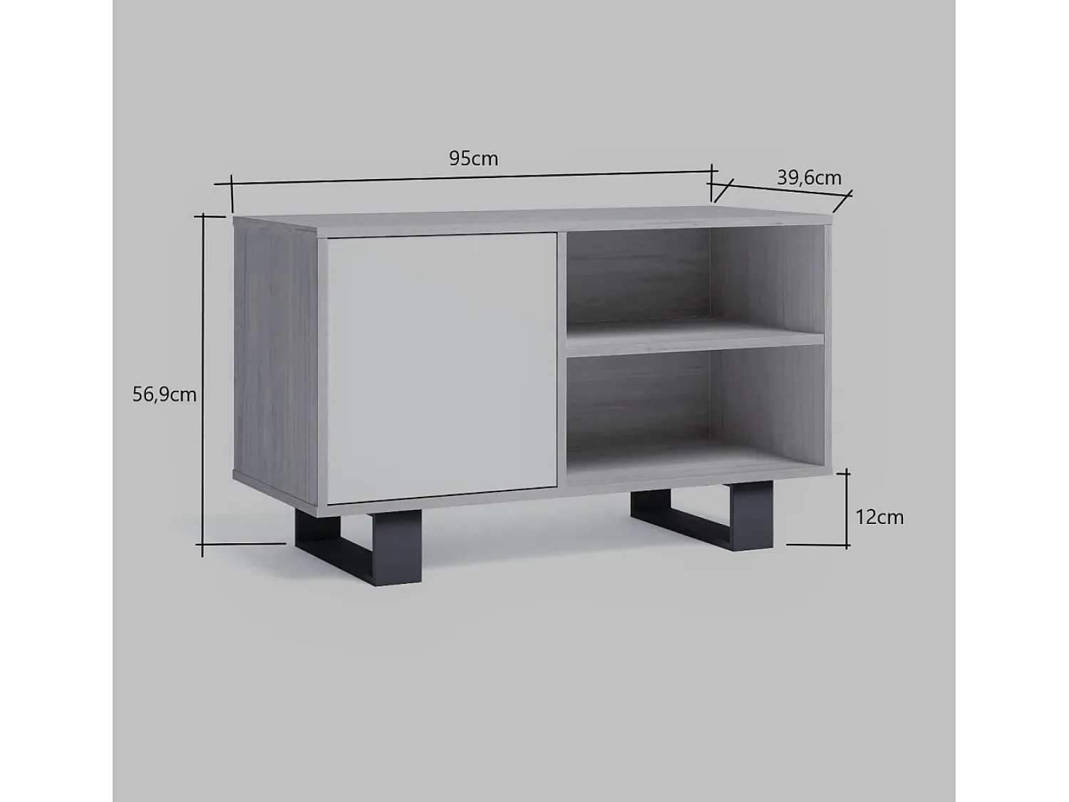 Móvel De Tv|Skraut Home Móvel de TV modelo WIND, cor Carvalho e Branco, 95x40x57cm Natural claro