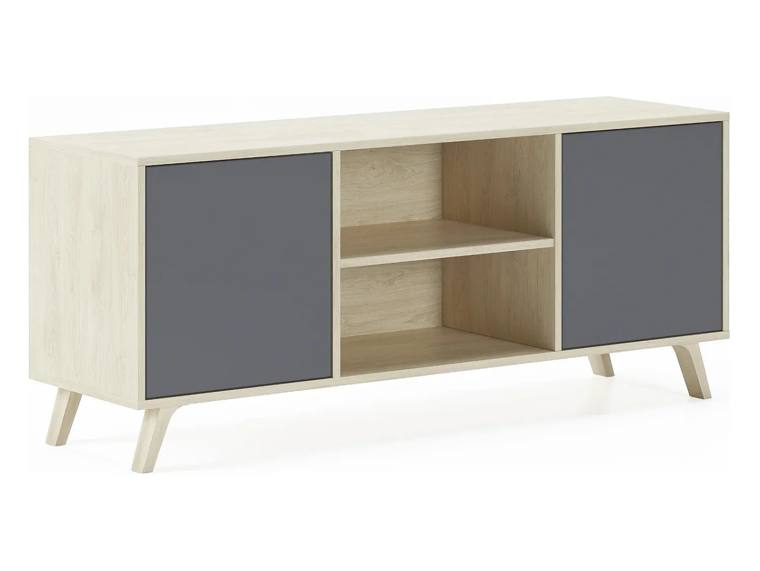 Clearance Skraut Home Móvel de TV modelo WIND, cor Carvalho e Cinza Antracite, 137x40x57cm Natural claro
