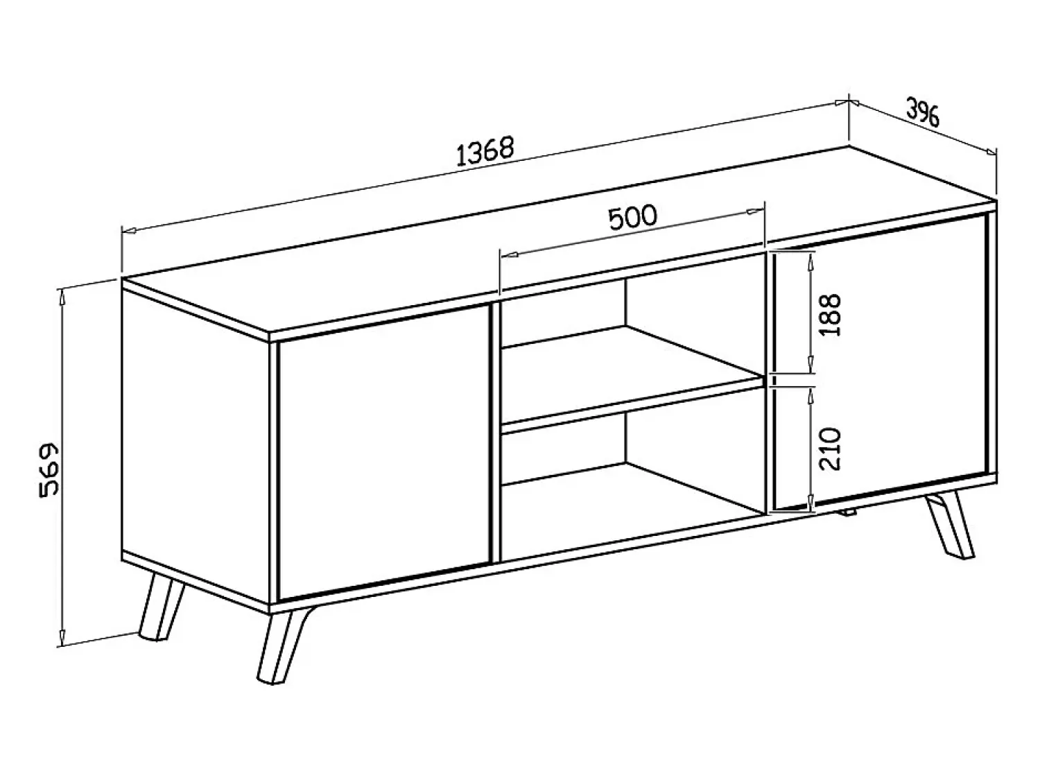 Clearance Skraut Home Móvel de TV modelo WIND, cor Carvalho e Cinza Antracite, 137x40x57cm Natural claro