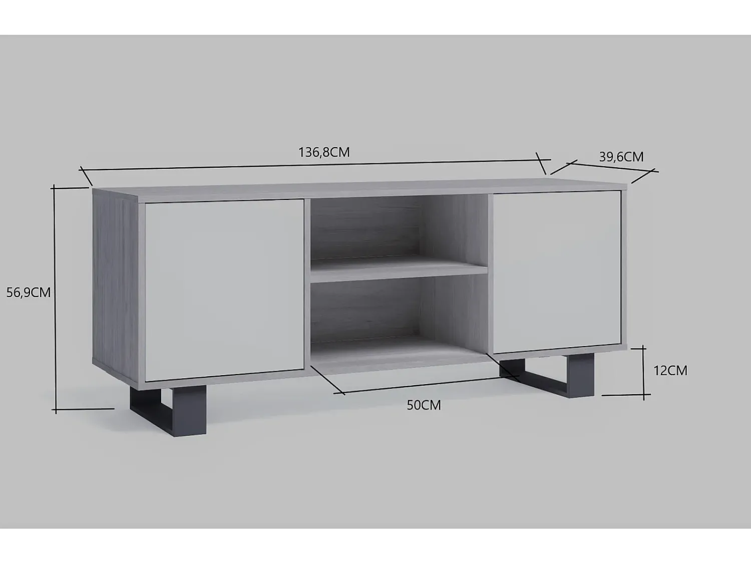 Móvel De Tv*Skraut Home Móvel de TV modelo WIND, cor Carvalho e , 137x40x57cm Cinza antracite