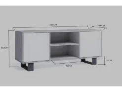Móvel De Tv|Skraut Home Móvel de TV modelo WIND, cor Branco e Carvalho, 137x40x57cm Natural claro