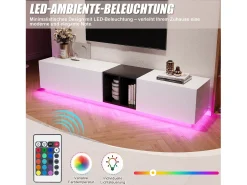 Móvel De Tv|Merax Móvel de TV moderno - 190 x 40 x 35 cm - com 1 gaveta + 2 portas + compartimentos abertos - madeira - Branco