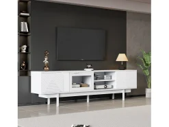 Outlet Merax Móvel de TV moderno - 200 x 40 x 50,5 cm - com 2 portas + 2 gavetas - para TV de 80 polegadas - aglomerado - Branco