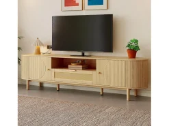 Móvel De Tv*Merax Móvel de TV moderno - 175 x 36 x 51 cm - com 1 gaveta de vime + 2 portas - MDF - natural Natural claro