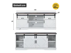Merax Móvel de TV moderno - 150 x 40 x 60 cm - com 2 portas de correr + prateleiras ajustáveis - aglomerado - + marrom^ Móvel De Tv