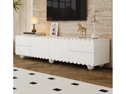 Merax Móvel de TV moderno - 175 x 38 x 37 cm - com 2 portas + 4 gavetas - design exclusivo - MDF + aglomerado -^ Móvel De Tv