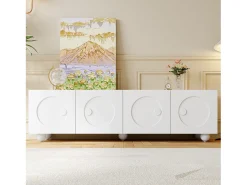 Móvel De Tv*Merax Móvel de TV moderno - 180,5 x 38 x 50 cm - com 4 portas - Design exclusivo - MDF + aglomerado - Branco