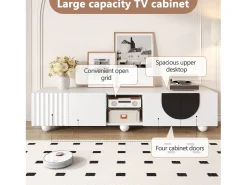 Móvel De Tv|Merax Móvel de TV moderno - 180 x 40 x 41,5 cm - com 4 portas + prateleira - design exclusivo - MDF + aglomerado - Branco