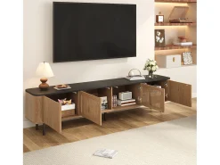 Móvel De Tv*Merax Móvel de TV moderno - 190 x 35 x 45 cm - com 4 portas - Design exclusivo - MDF + aglomerado - cor natural Natural claro