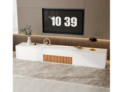 Móvel De Tv|Merax Móvel de TV moderno - 180 x 34 x 30 cm - design exclusivo - com 4 portas - aglomerado - Branco