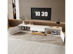 Móvel De Tv|Merax Móvel de TV moderno - 180 x 34 x 30 cm - design exclusivo - com 4 portas - aglomerado - Branco