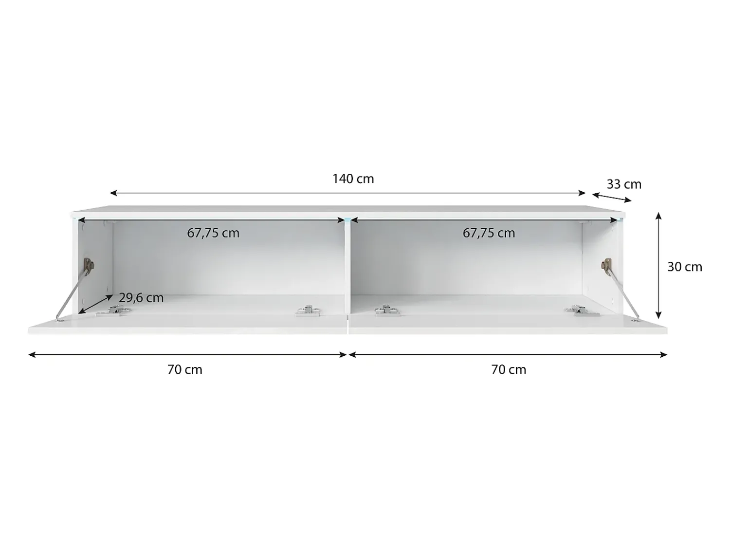 Móvel De Tv| Móvel de TV moderno 140 cm com LED 2 portas, sem puxadores, corpo carvalho wotan, frentes preto brilho, de chão ou suspenso Castanho