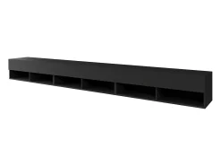 Móvel De Tv| Móvel de TV moderno 300 cm com LED – sem puxadores, mate, suspenso ou de pé Preto