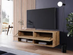 Móvel de TV moderno 100 cm com LED – sem puxadores, castanheiro, de chão ou suspenso^ Móvel De Tv