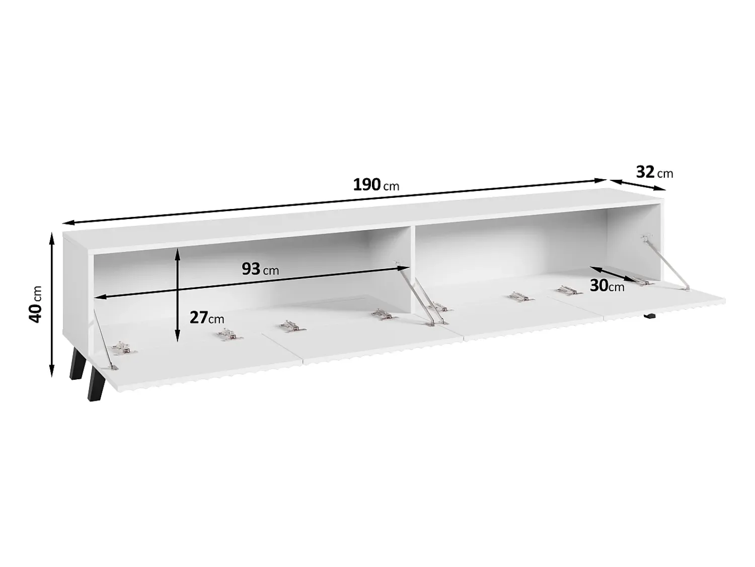 Móvel de TV moderno 190 cm grafite /carvalho wotan com pés para sala de estar, frentes em MDF fresadas em espinha de peixe^ Móvel De Tv