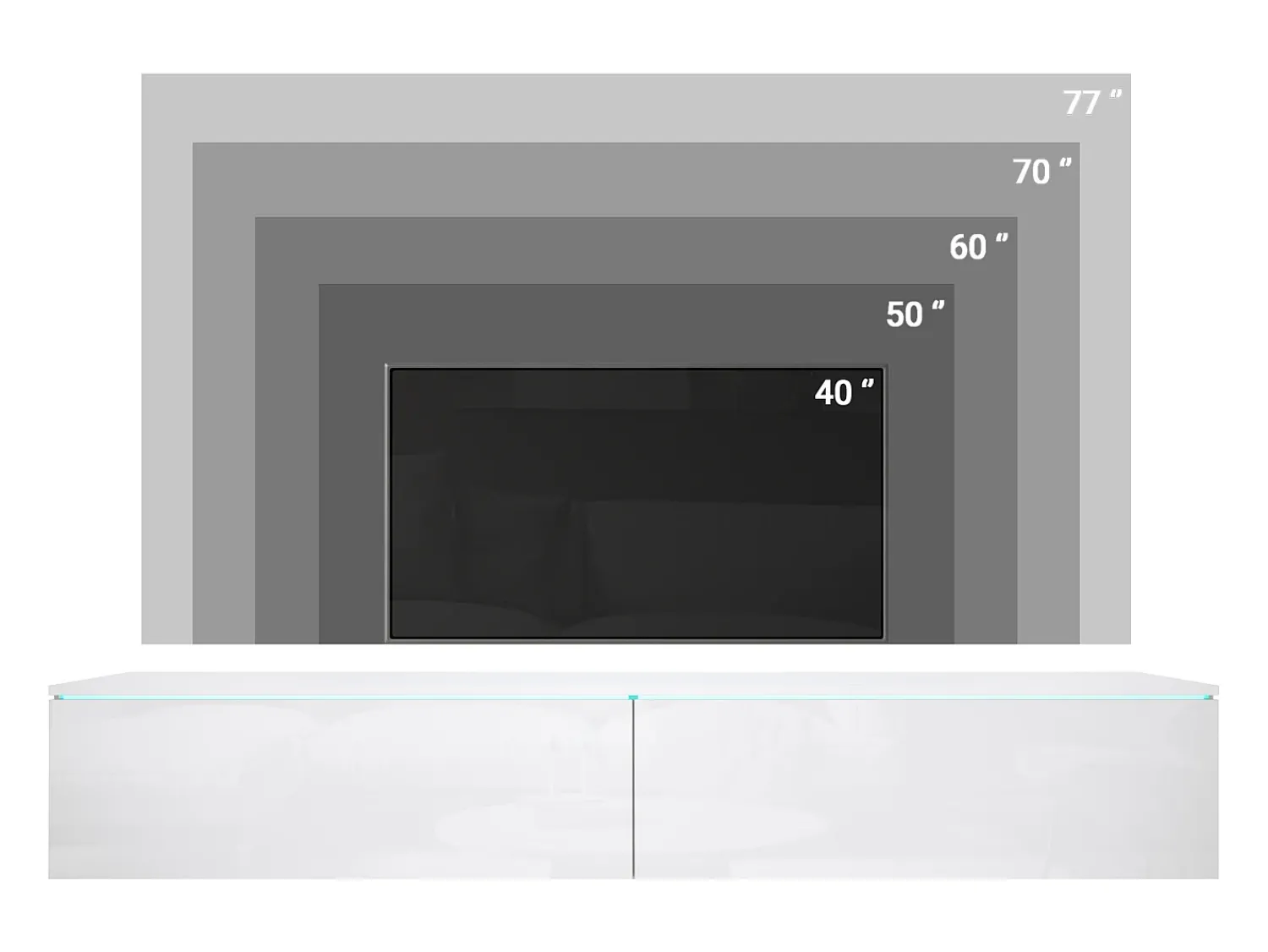 Móvel De Tv* Móvel de TV moderno 180 cm para sala – 2 portas, sem puxadores, acabamento mate, de chão ou suspenso, caxemira Bege