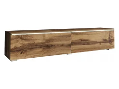Móvel de TV moderno 140 cm para sala – 2 portas sem puxadores, carvalho wotan mate, de chão ou suspenso^ Móvel De Tv