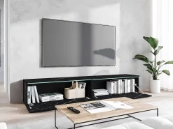 Móvel de TV moderno 180 cm para sala – 2 portas, sem puxadores, acabamento mate, de chão ou suspenso, san sebastian^ Móvel De Tv